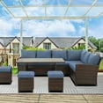 thumbnail image 2 of Superjoe 7 Pieces Outdoor Patio Furniture Set with Ottoman, Blue, 2 of 12