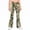 Brown, variant on Girls Camo Pants Flare Leg Kids Camo Maple Leaf Print Pants School Uniform Slacks Preppy Clothes With Button and Pockets