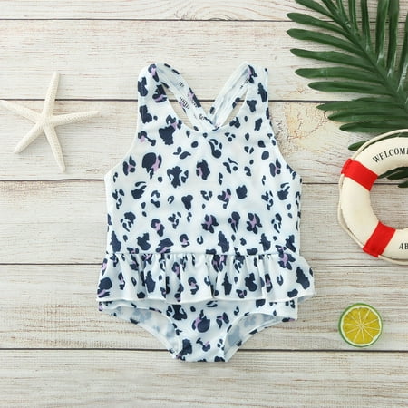 

Lilgiuy Baby Girls Cool Swimsuit One Piece Cute Printed Ruffles Swimsuit Swimwear