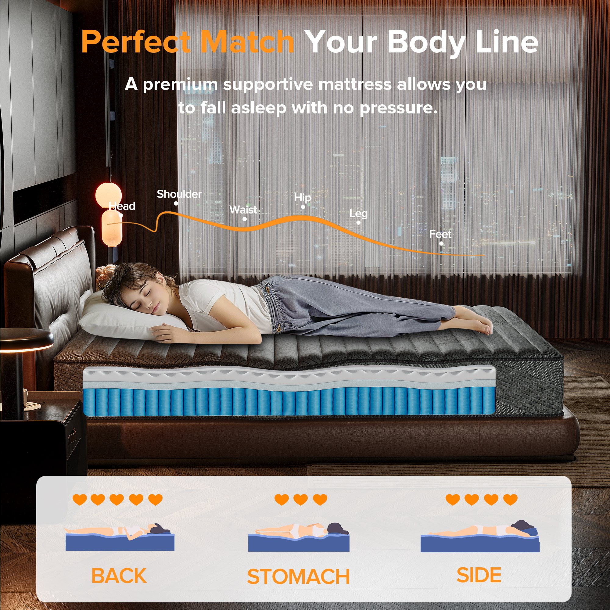 Babo Care King Mattress, 10 inch Gel Memory Foam Hybrid Mattress for Comfort Sleep & Pressure Relief, Medium Firm, CertiPUR-US
