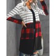thumbnail image 3 of Cárdigan frontal abierto de manga larga para mujer, franjas de color con estampado a rayas, cárdigans finos de otoño para mujer, blanco M, 3 of 6