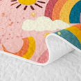 thumbnail image 5 of Manfei Boho Rainbow Quilt Full, Sun Moon Heart Full Bedspread Sets, Orange Pink, 3-Piece, 1 Coverlet and 2 Pillowcases, 5 of 7