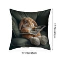 thumbnail image 3 of Uutvery Cute Rabbits Print Pillowcase, 18x18 Inch Adorable Bunny Design on Soft Fabric, Charming Decorative Cushion Cover for Sofa Bedroom, Perfect Easter and Spring Season Gift, 3 of 7
