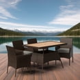 thumbnail image 3 of Teamson Home Outdoor 5-Piece PE Rattan & Acacia Wood Dining Set with Four Chairs and Table, 3 of 11