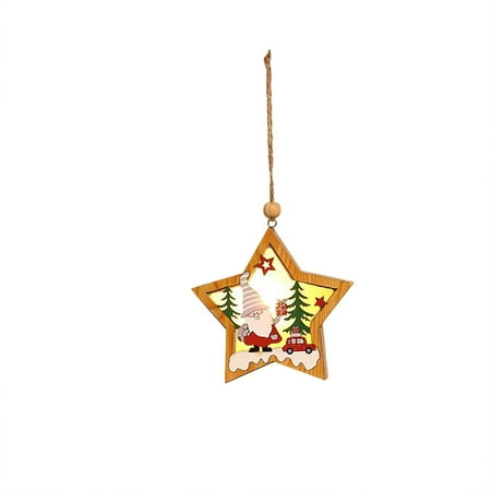 

Veki Pendant Tree Christmas Wooden Christmas Luminous Decorated Decoration Hangs Christmas Garland for Stairs