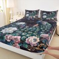 thumbnail image 3 of Castle Fairy Boys Girls Animal Peacock 4 Pieces Queen Sheet Sets,Chic Floral Peony Ultra Soft Flat Sheet,Luxury Vintage Aesthetic Queen Fitted Sheet,Lightweight Room Decor, 3 of 7
