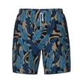 thumbnail image 4 of Lsque Mens Swim Trunks Blue Leaves A Pattern - Bathing Suit Compression Liner - Beach Swim Shorts Swimwear - (S-3XL) - Stretch Quick Dry -X-Large, 4 of 9