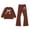 0-Brown118, variant on Kiijoy Toddler Girls Casual Outfits Cute Bow Sweatshirt Flare Pants Sweatsuit, Sizes 3-10