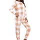 thumbnail image 1 of Gibobby Pijama para mujer Conjunto de pijama largo de franela cálida y gruesa de 2 piezas para mujer, ropa de dormir de dos piezas de forro polar para otoño e invierno(Dolado,M), 1 of 5