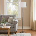 thumbnail image 5 of Siu 60 Inch Floor Lamp, Chrome Metal Pole w Finial Tip, White Shade, 5 of 8