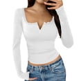 thumbnail image 5 of Lenpel Long Sleeve Tops for Women Trendy Button V Neck Shirts Casual Comfy Slim Fit Blouses Fashion Fall Outfits, 5 of 7
