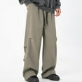 thumbnail image 2 of safuny Men's Clearance Drawstring Solid Color Casual Outdoors Pants Sports Workout Pants Athletic Pants Loose Cargo Sweatpants Pockets Trousers Big&Tall Activewear Yellow M, 2 of 7