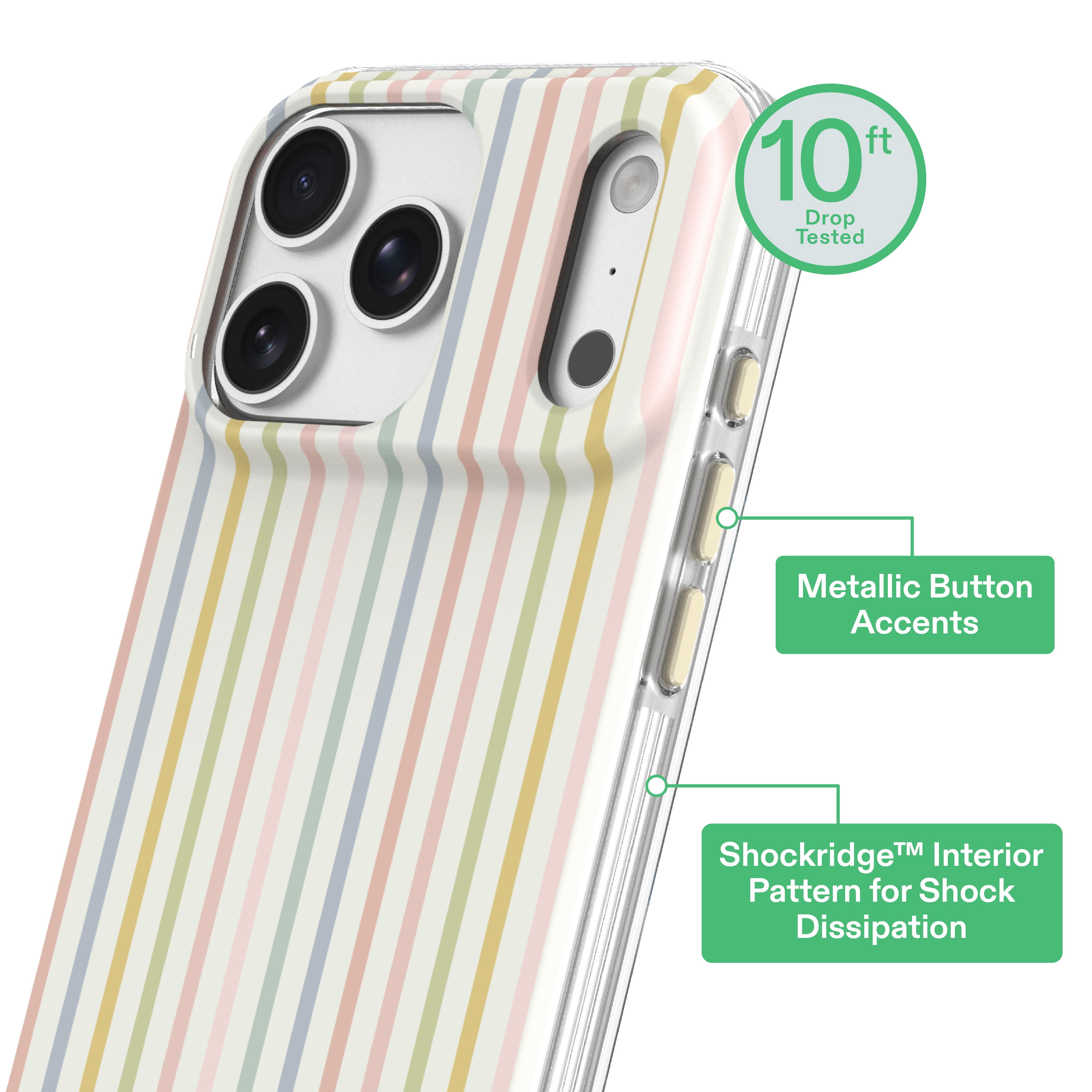 onn Phone Case for iPhone 18 Pro Max / 17 Pro Max, MagSafe Compatible - Multicolor Stripe
