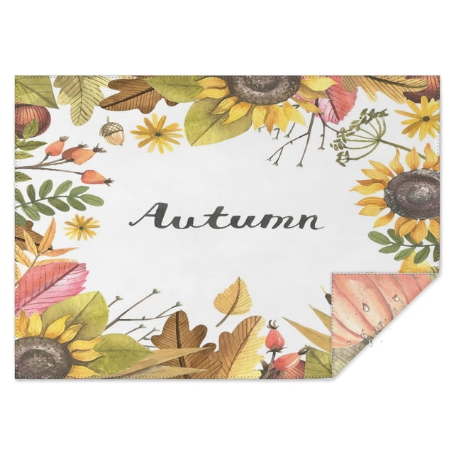 Thanksgiving Day Table Cover Waterproof Spillproof Tablecolths Table Covers Fall Maple Leaves Pumpkins Sunflower Tablecloth for Thanksgiving Party Decorations Favors Rectangle,60x84inch