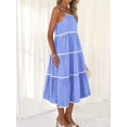 thumbnail image 2 of SUNSIOM Robe Longue d'Été à Bretelles Spaghetti pour Femmes Robe de Soirée Dos Nu à Rayures Ondulées pour Vacances Mode Urbaine, 2 of 8