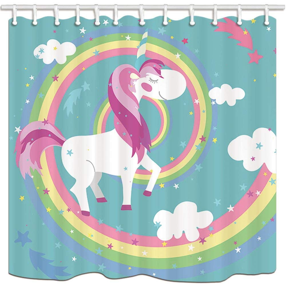 ARTJIA Cartoon Animals Decor Unicorns in Rainbow Circle for Teen Girl