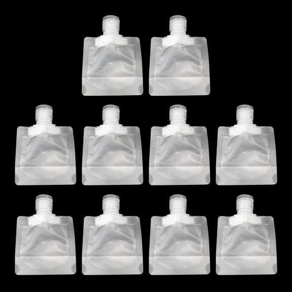 20 Pack Clear Portable Folding Makeup Bags,30ML Stand Up Spout Pouch for Travel,Refillable Empty Squeeze Pouch for Lotion,Shampoo,Face Cream