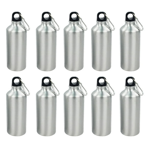 INTBUYING 10pcs 600ml Aluminium Water Bottle with Safe Lock Silver