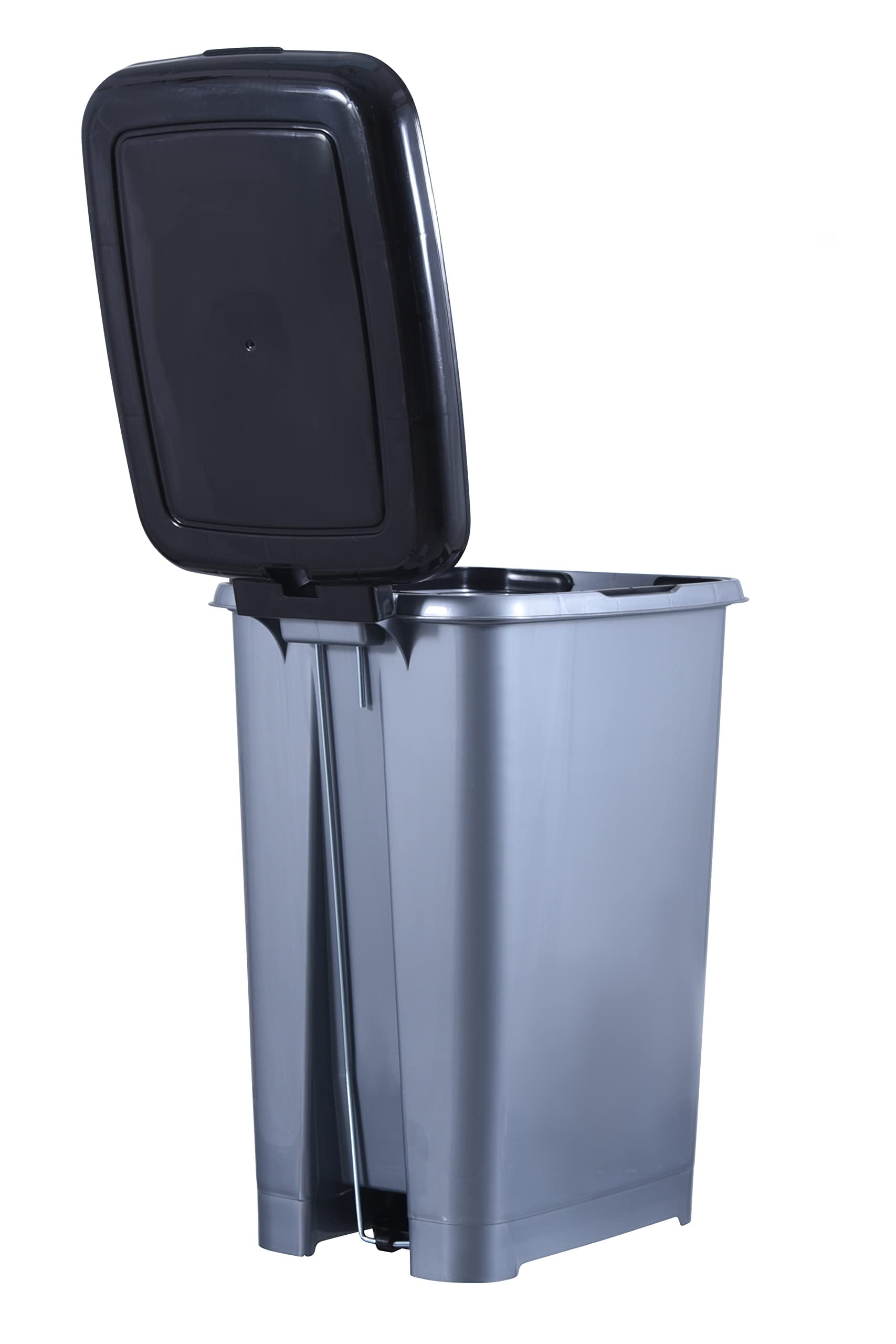 Superio Slim Trash Can with Foot Pedal – 6.5 Gallon Step-On Trash Can with  Lid, Medium Plastic Garbage Can, Trashcan for Bathroom, Kitchen, Office