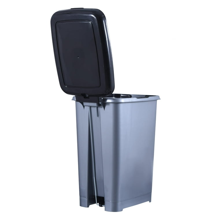 Superio Slim Trash Can with Foot Pedal – 6.5 Gallon Step-On Trash Can with  Lid, Medium Plastic Garbage Can, Trashcan for Bathroom, Kitchen, Office