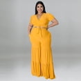 thumbnail image 3 of AURA Plus Size Wide Leg Pants Set Women Casual Outfit XL-5XL Summer Two Piece Lounge Set, 3 of 7
