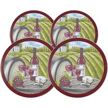 CGT Grape Wine Rustic Country Farmland Stove Burner Covers Electric Stove Top Decorative Functional Cookware Protector Lightweight Tin Kitchen (Set of 4)