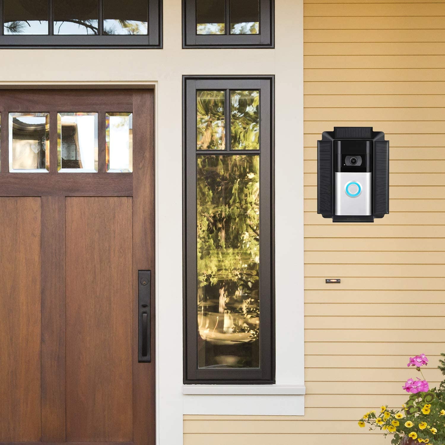 Wasserstein Solar Charger Mount Compatible with R.ing Video Doorbell 3, 3 Plus and 4, R.ing Doorbell Battery Plus and Pro (1 Pack, Black)