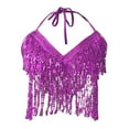 thumbnail image 5 of Women's Belly Dance Bra Top with Chest Fringe Solid Soft Lightweight Fabric Suitable for Spring Summer Autumn, 5 of 5