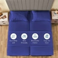 thumbnail image 3 of Split Bed Sheet Set 5 Pieces (1 Flat, 2 Fitted Sheet, 2 Pillow Covers) - 100% Egyptian Cotton - 300 Thread Count Deep Pocket up to 24" Mattress Size Split King Color Royal Blue Solid, 3 of 5