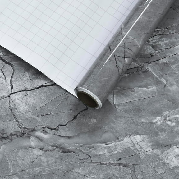 Gray Marble Contact Paper 31x157 inch Marble Peel and Stick Wallpaper Waterproof Countertop Contact Paper Self-Adheisive Removable Granite Vinyl Wallpaper for Bathroom Kitchen Cabinet Table