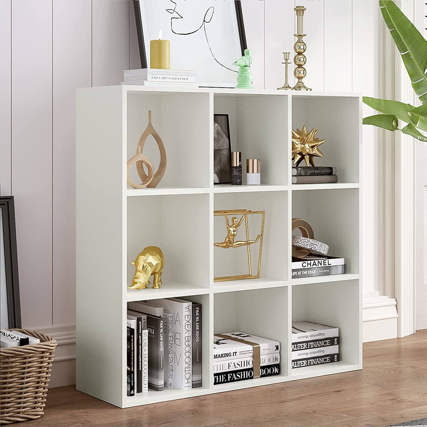 KESHENGDA 9Cube Storage Shelf Bookcase Wooden 3Tier Floor Standing