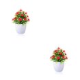 thumbnail image 4 of Plantas artificiales Injueey bonsái de flores maceta falsa color Rojo 2piezas, 4 of 6