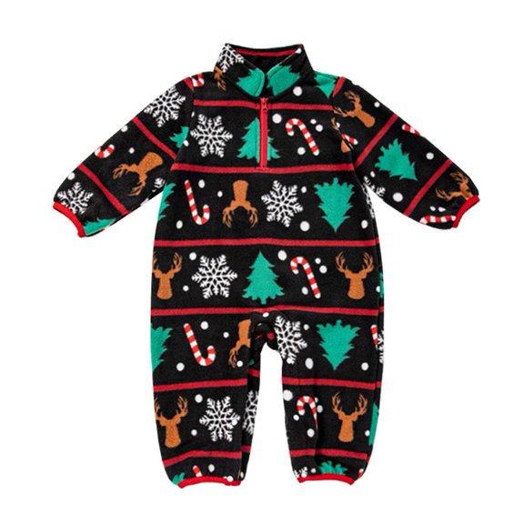 Hotiary Baby Boy Girl Christmas Jumpsuit Infant Turtleneck Zipper Long Sleeve Thickened Warm Xmas Snowflake Elk Reindeer Christmas Tree Print Romper Bodysuit Toddler Winter Clothes for 3-24 Months