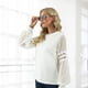 thumbnail image 5 of Blusas de moda para mujer Tops de punto sueltos casuales Jersey Camisas de manga larga de encaje ahuecadas （blanco）, 5 of 5