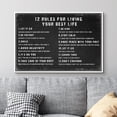 thumbnail image 2 of IDEA4WALL Framed Canvas Print 12 Rules for Living Your Best Life Inspirational Guide Illustrations Wall Art Contemporary Relax/Calm Artwork for Living Room, Bedroom, Office - 24"x36" WHITE, 2 of 5