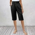 thumbnail image 2 of Mitankcoo Women's Linen-Like High-Waisted Shorts with Buttons Elastic Waistband Pockets Casual Pants Size S-XXL, 2 of 7