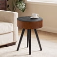 thumbnail image 3 of Round Carved Side Table Wood End Table Living Room Small Coffee Tables (Brown Edge Small), 3 of 6