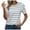 Brown, variant on Women Summer Fashion Bubble Sleeve Striped T Shirt V Neck Soft Breathable Casual Wear