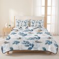 thumbnail image 3 of Queen Quilt Set 90''x96'', Blue Botanical Fall Lightweight Summer Bedspread Coverlet Set with 2 Pillow Shams, Pastoral Maple Leaf Autumn Breathable All Season Quilt Bedding for Bedroom/Guest Room, 3 of 9