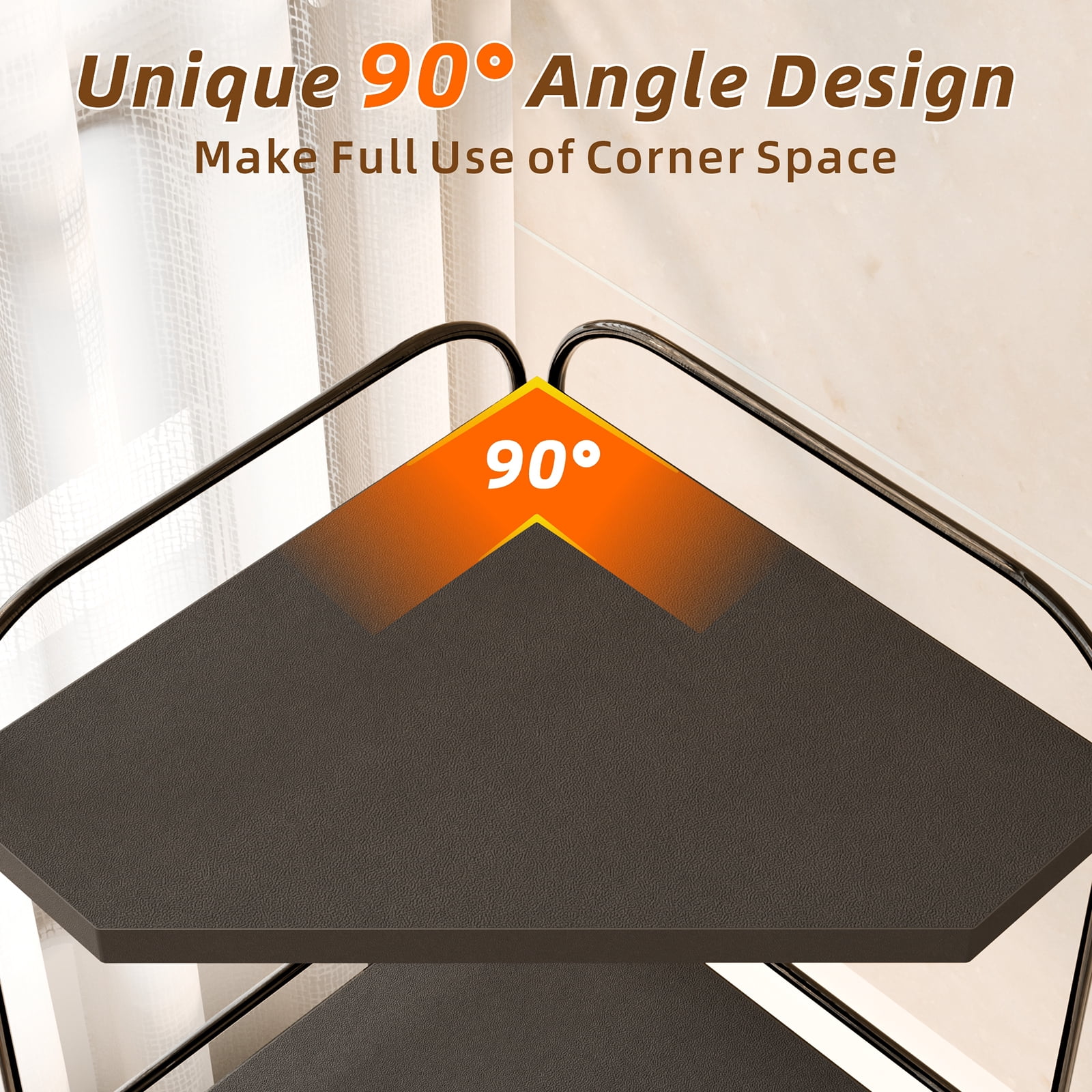 Corner Bathroom Counter Organizer, 3-Tier Wood Countertop Organizer for Perfume, Makeup Storage, Skincare Organizers for Vanity, Counter Corner Shelf for Kitchen, Bathroom, Dresser (black)