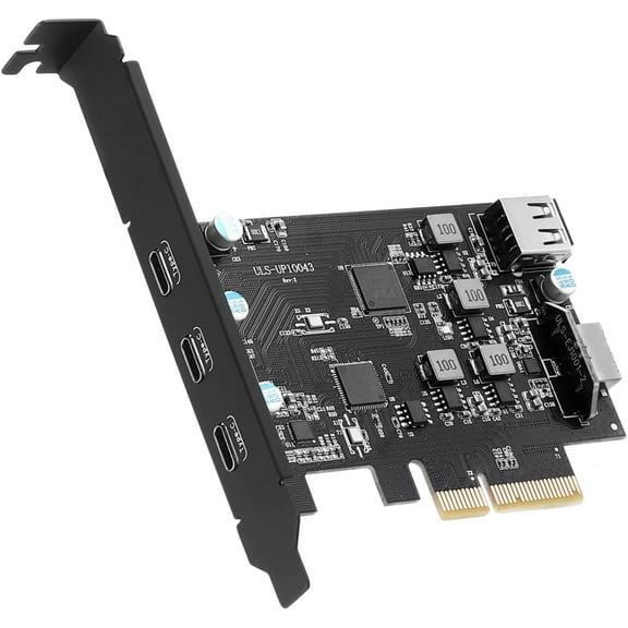 USB C PCIe Expansion Card 5 Port PCIe 4X to USB 3.2 gen2 10Gpbs with 3 USB C & 2 Internal Ports (1x USB A, 1x USB Type E A Key 20 Pin) PCI-E to USB Express Card for Desktop PC