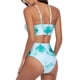 thumbnail image 3 of Bikini dividido Tie Dye Print Cintura alta Elástico Transpirable Cómodo Bikini Traje de baño para playa Todo Verde S, 3 of 5