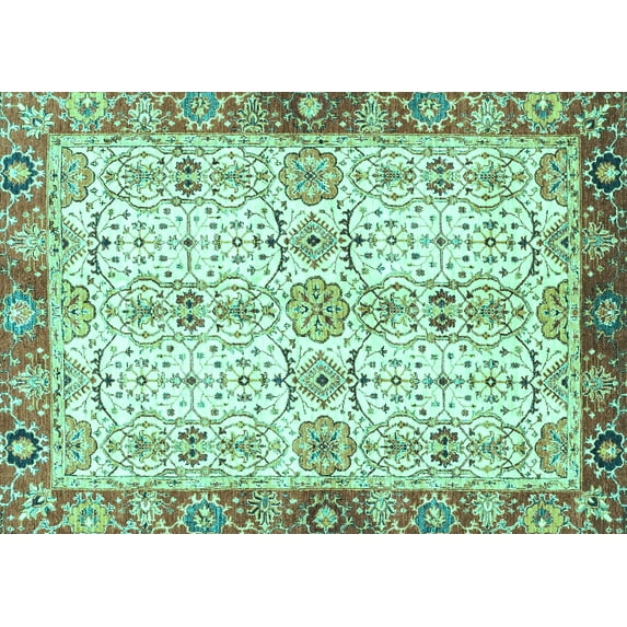 Ahgly Company Indoor Rectangle Oriental Turquoise Blue Traditional Area Rugs, 2' x 3'