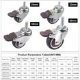 thumbnail image 5 of ruedas giratorias con freno de 38 mm, ruedas roscadas M8 x 20 mm, ruedas para muebles, carga 88 kg, ruedas de goma TPE para equipos pequeños, 5 of 5
