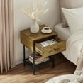 thumbnail image 3 of VECELO Set of 2 Nightstand with 1-Drawer, Modern Side End Table with Open Mesh Shelf for Living Room, Bedroom, Office, Light Brown, 3 of 7