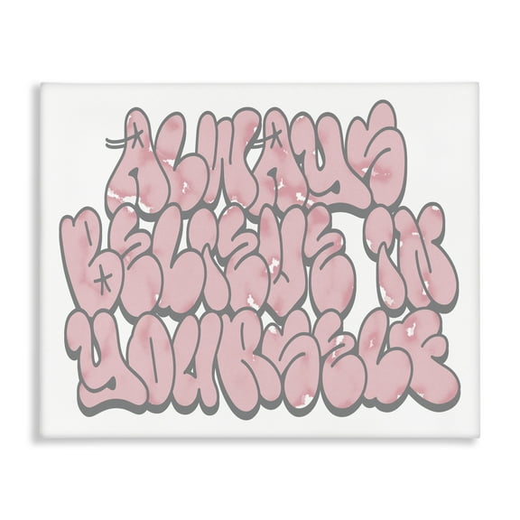 Stupell Industries Believe in Yourself Graffiti Quotes and Sayings Painting Wrapped Canvas Canvas Art Print Wall Art, 20 x 16