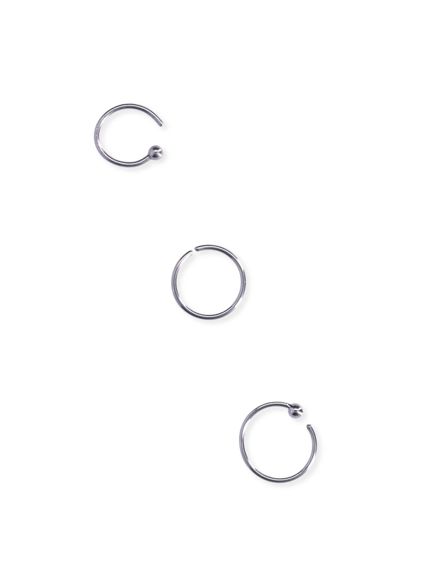 Women's Silver-Tone Crystal Stud & Hoop Nose Ring Set (6-Piece), Assorted Nose Jewelry Collection