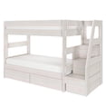 thumbnail image 3 of Modern Farmhouse Twin Over Twin Bunk Bed With Staircase and Storage Drawers, White Wash, 3 of 9