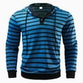 thumbnail image 4 of Men's Striped Pullover Hoodies Button Up Long Sleeve Drawstring Casual Hooded Sweatshirts Sports Color Block Shirts, 4 of 6