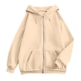 thumbnail image 5 of Oversized Zip Up Hoodie For Women Casual Long Sleeve Sweatshirts Fall Winter Track Jackets Beige XL, 5 of 8